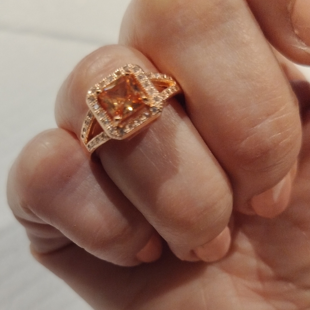 925 Rose Gold and Brown Gem Stones Women's Ring Size 7